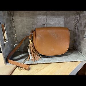 Brown Pleather Crossbody With Tassle